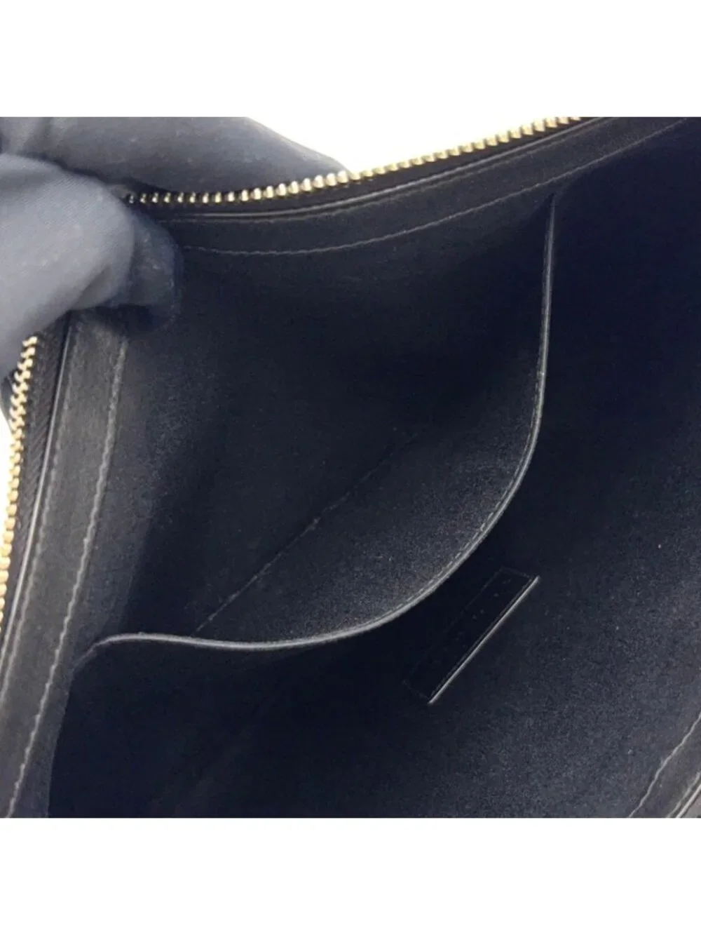 Saint Laurent Paris Rive Gauche Leather Canvas Black Clutch Silver - Picture 14 of 15
